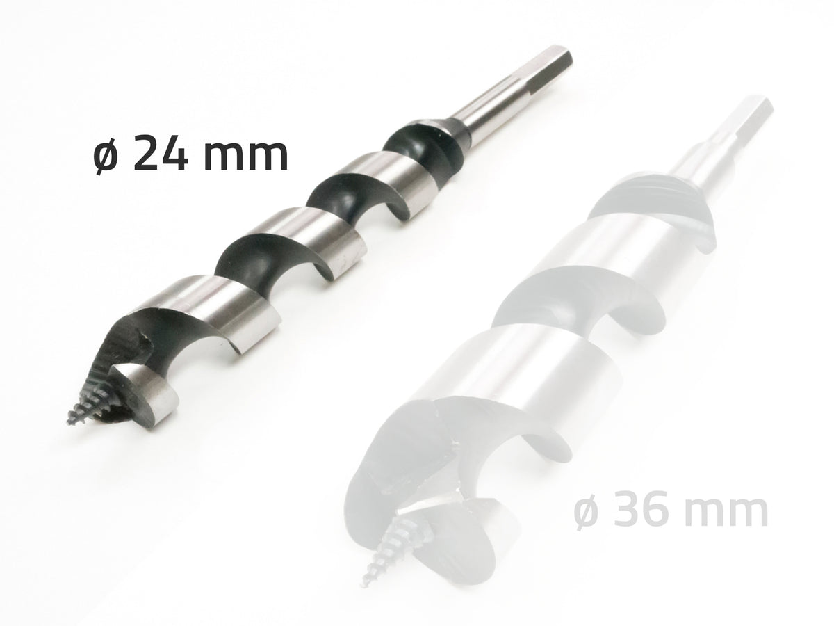 auger drill bit 24 & 36 mm for installation of treehouse bolts and predrilling wood