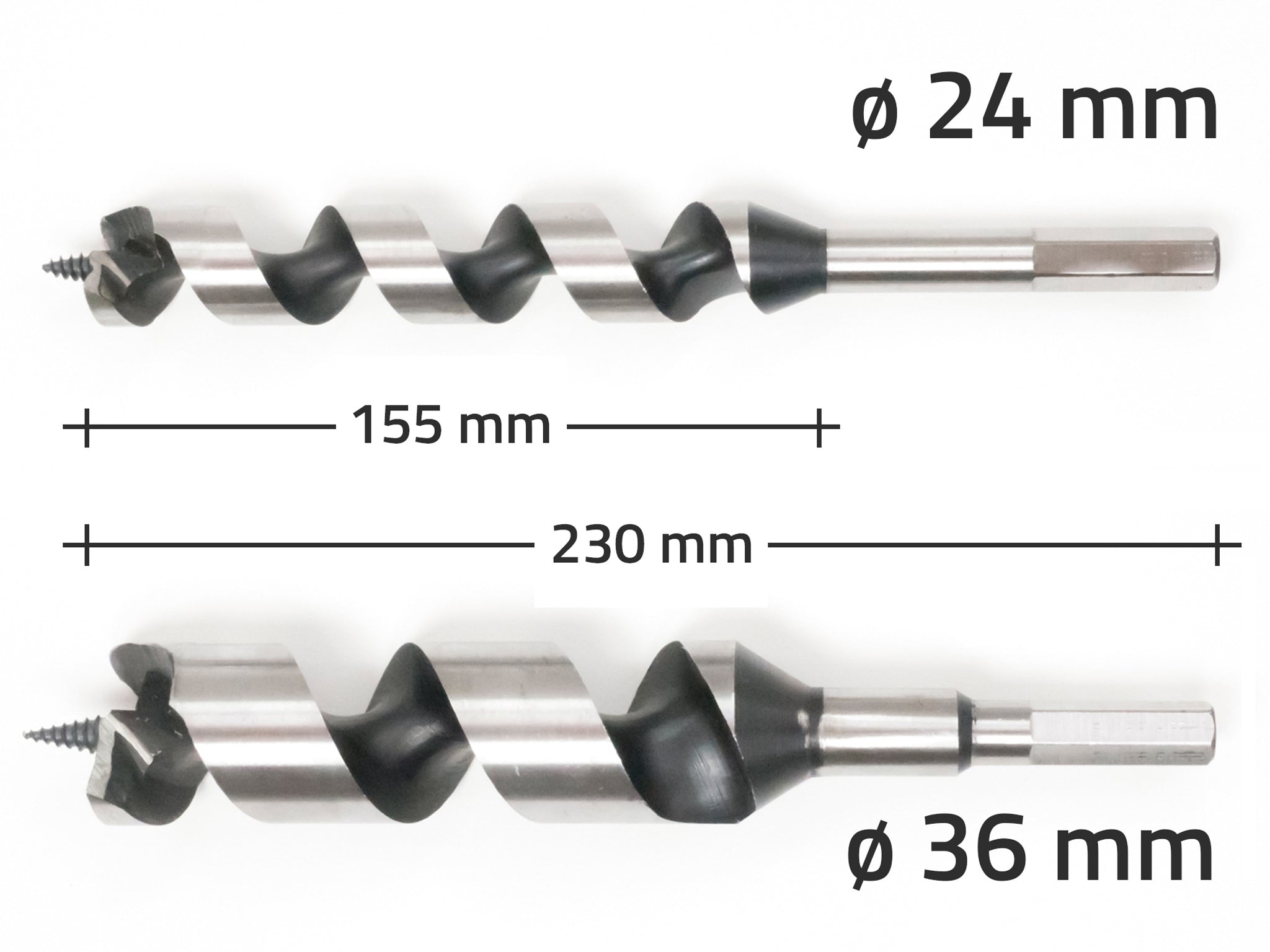 auger drill bit 24 & 36 mm for installation of treehouse bolts and predrilling wood