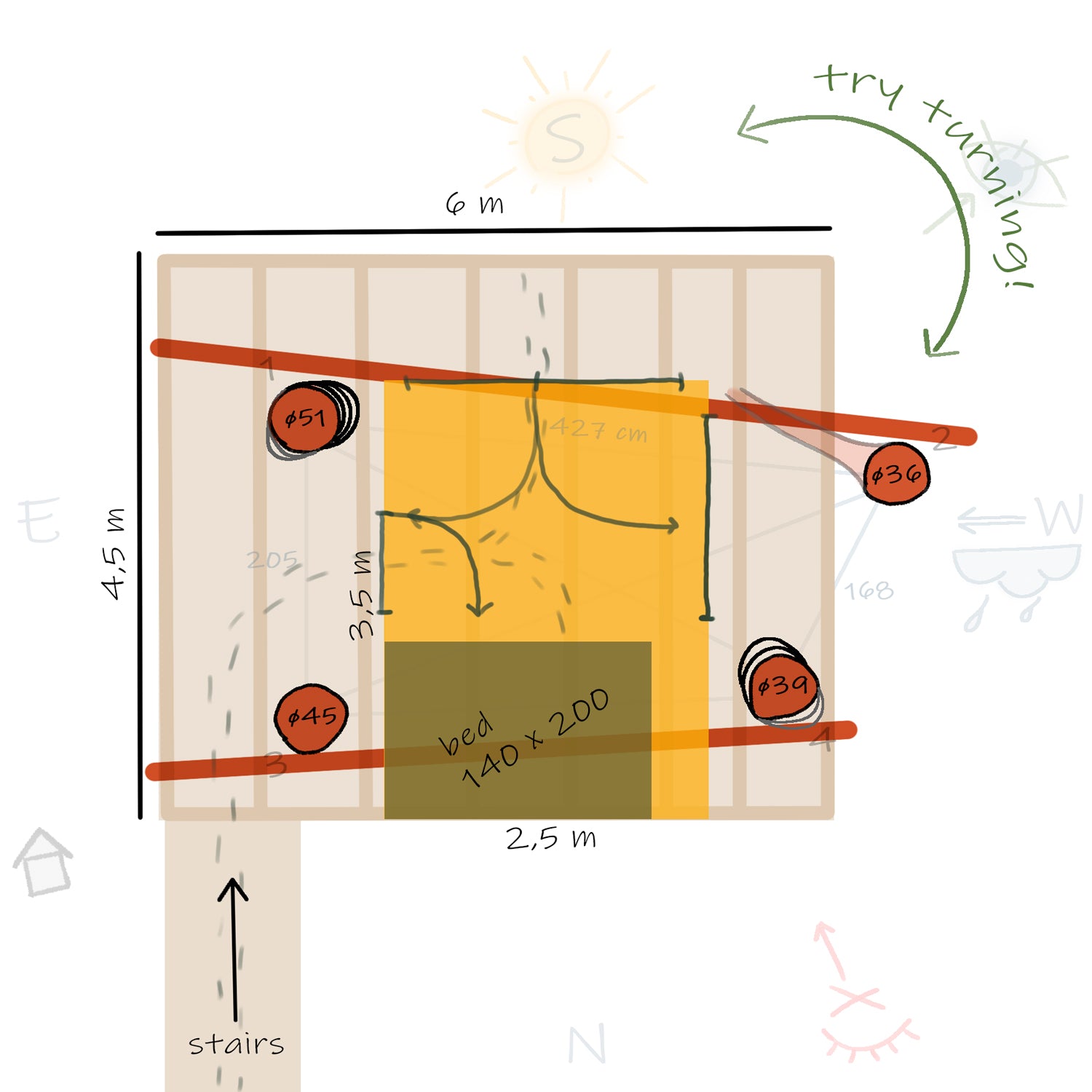 Baumhaus Bauplan Boden - Anleitung Positionierung