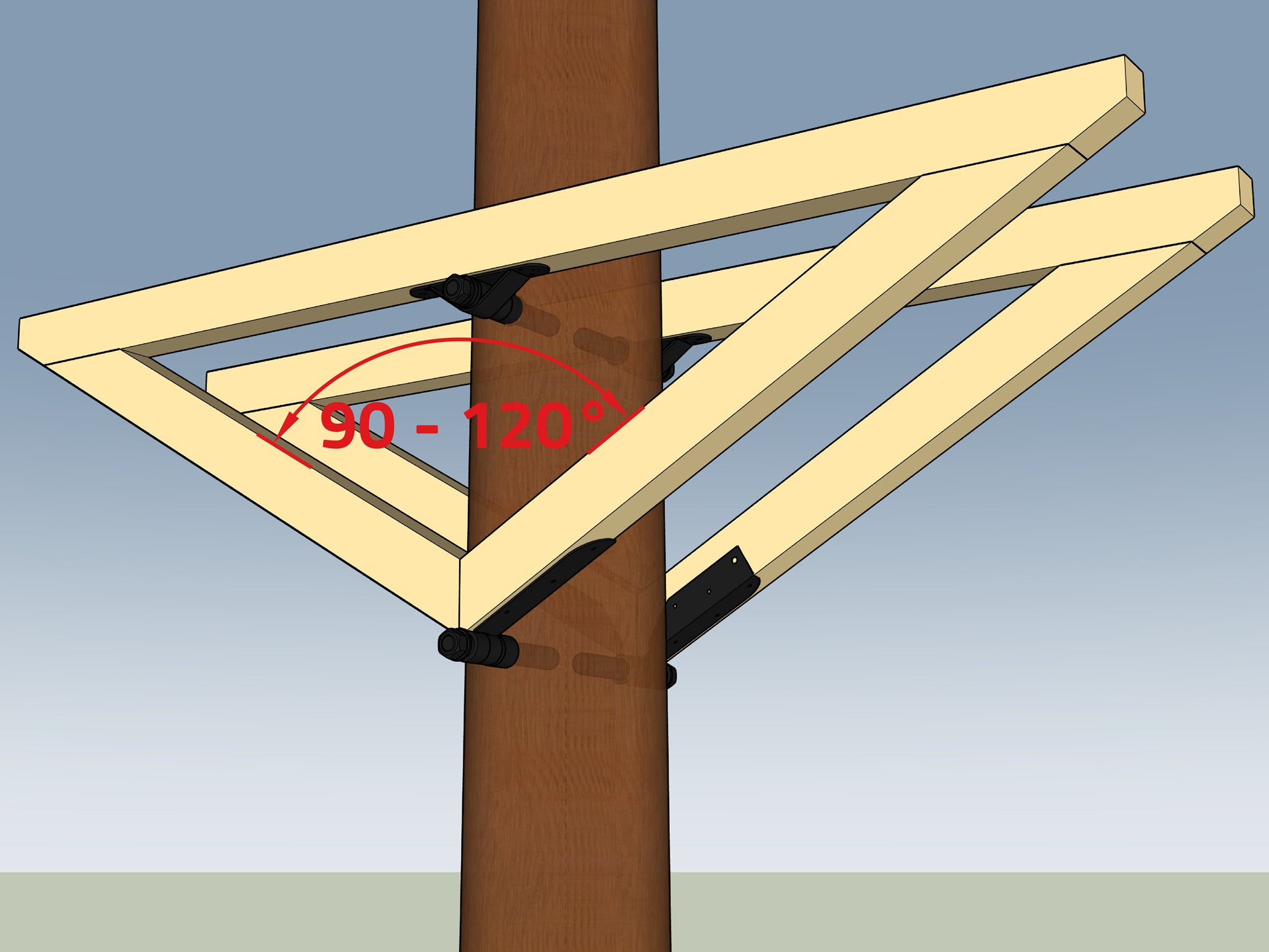 S Kit Fissaggio per Case per 1-2 Alberi, Triangolo V90