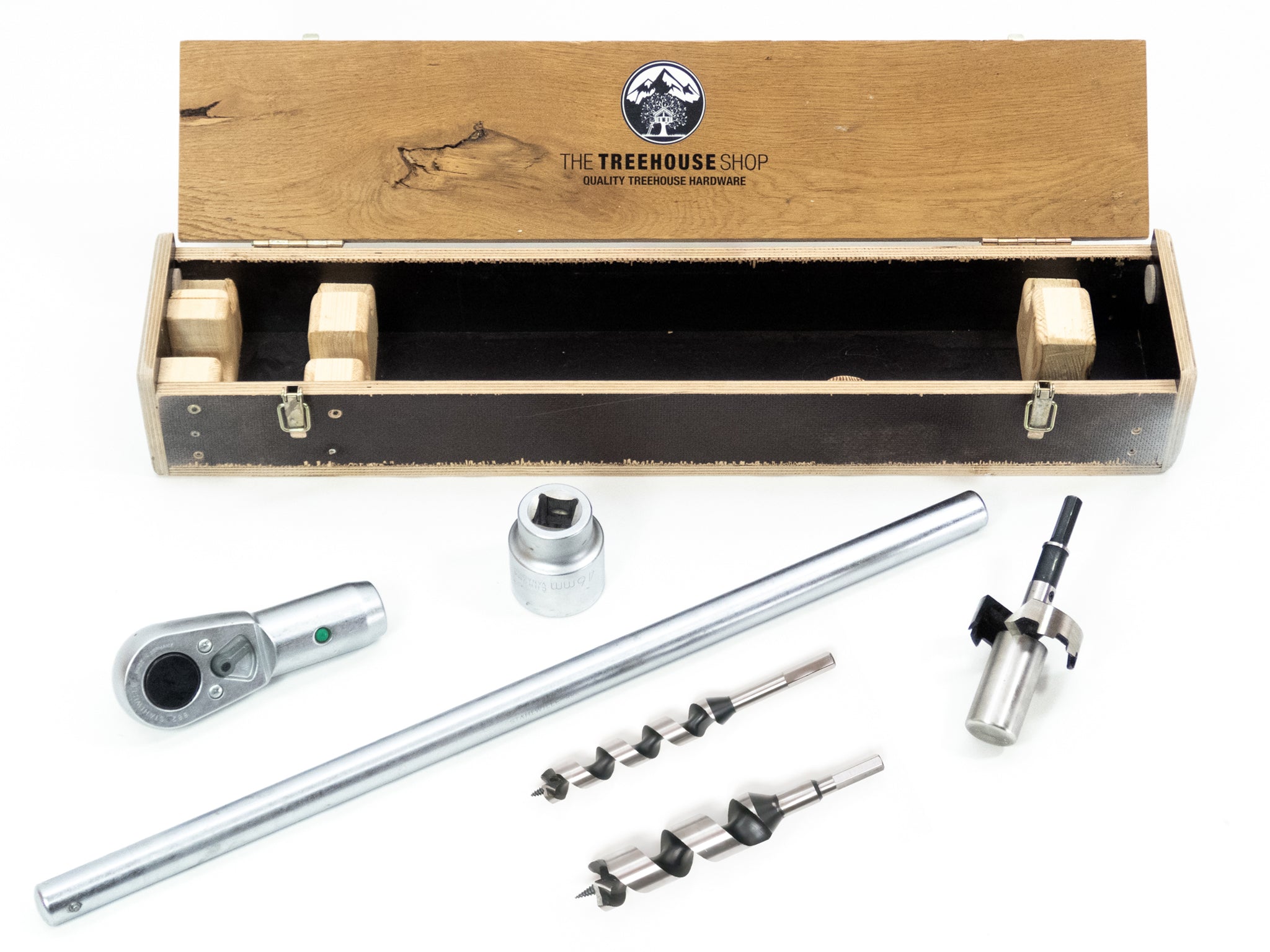 Baumhaus selber bauen – Werkzeug Montage Box für Baumschrauben für Profi Befestigung, Hardware TheTreehouseShop Fachhandel