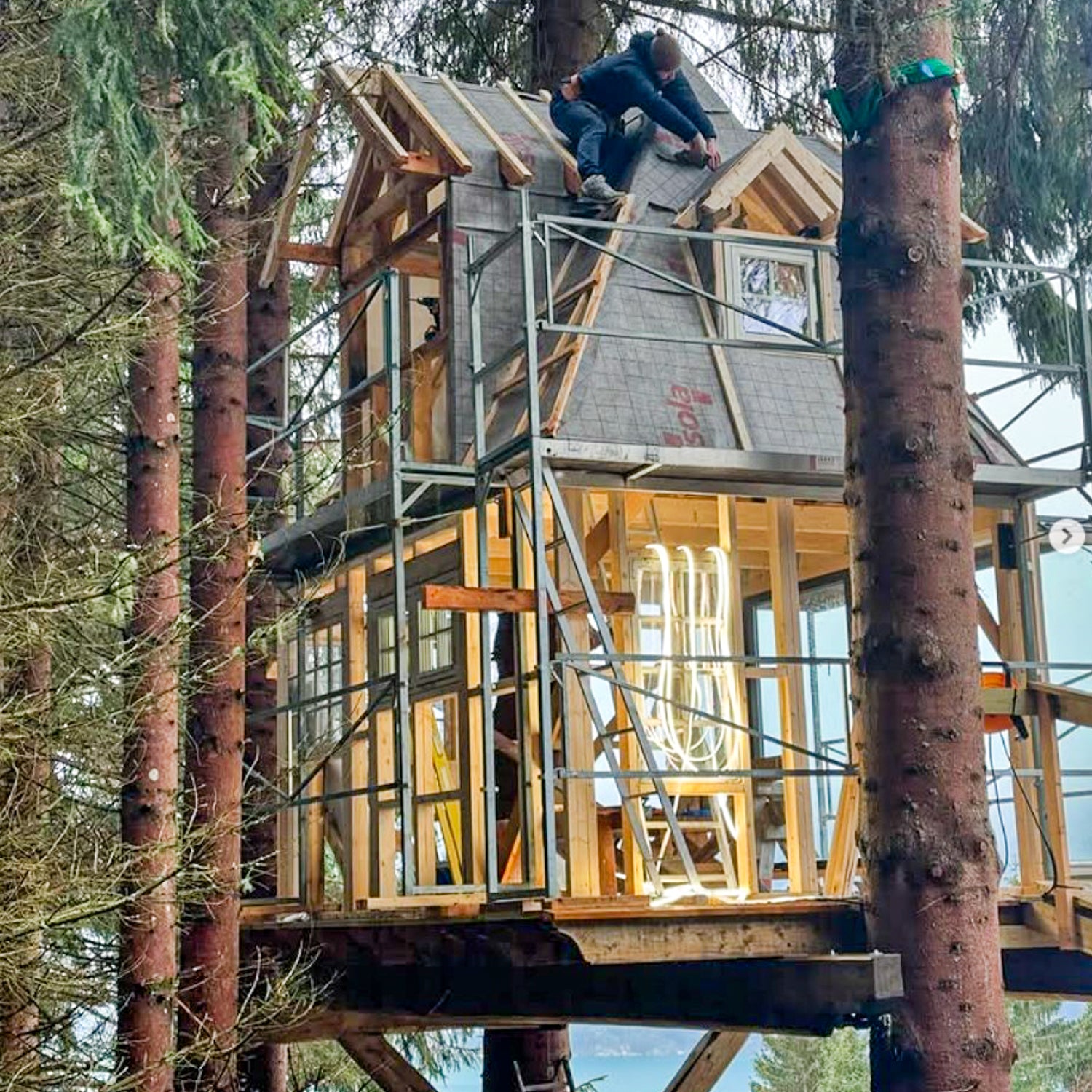 Baumhaus selber bauen – Sale Geschenke Baumhaus Cap für echte Profis Ben Ward Norwegen Instagram Story Know How Baumhaus mit Aussicht Baumhausbauer bei der Arbeit Fjord