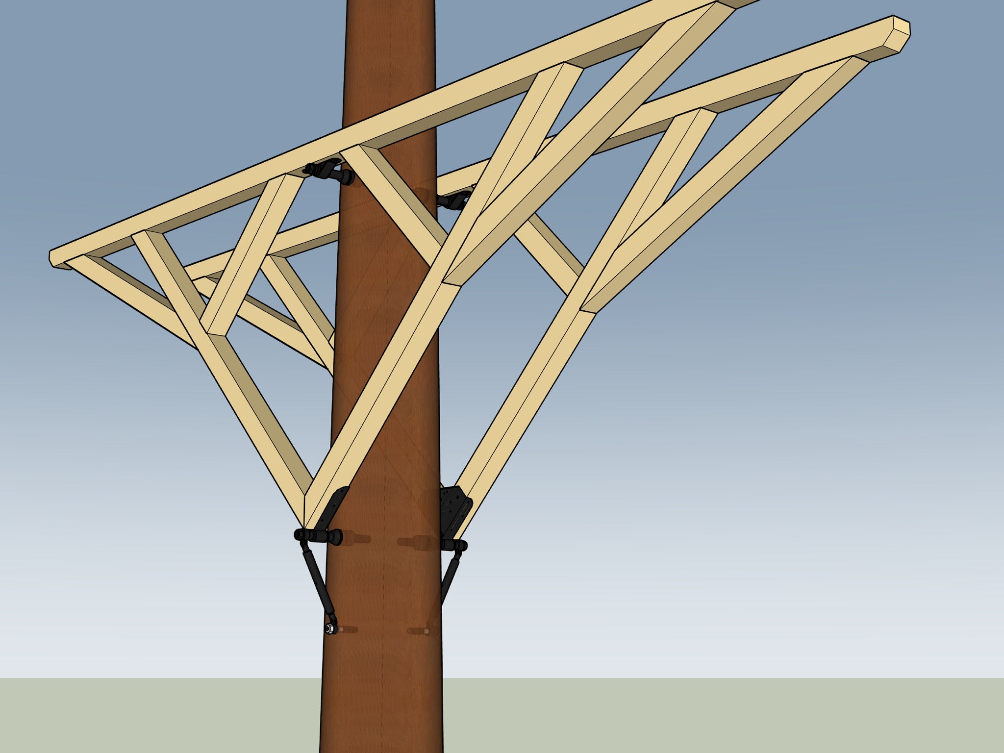 XXL Baumhaus-Bausatz für 1–2 Bäume, Dreieck GTS+