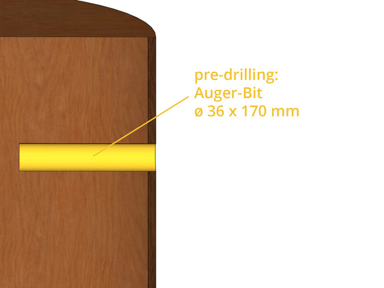 Baumhaus Vorbohrung Bolzen 