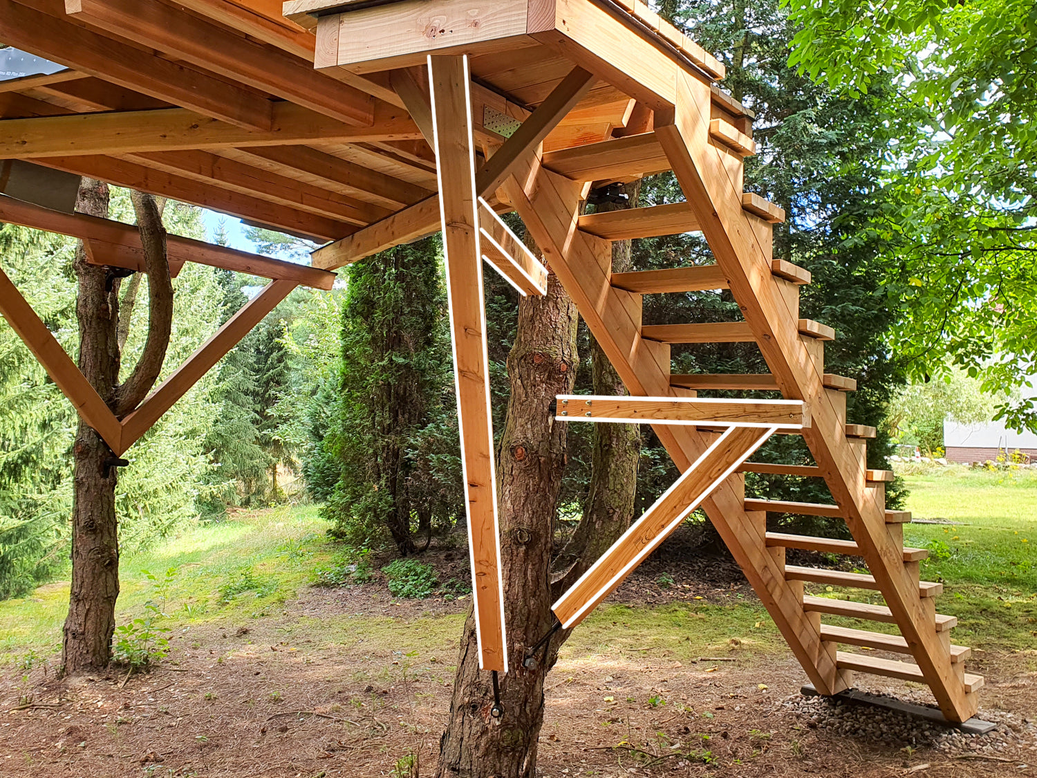 Baumhaus selber bauen – so klappt die Holzkonstruktion in kleinen Bäumen –mit Treppe DIY richtige Befestigung Schrauben GTS für Baum