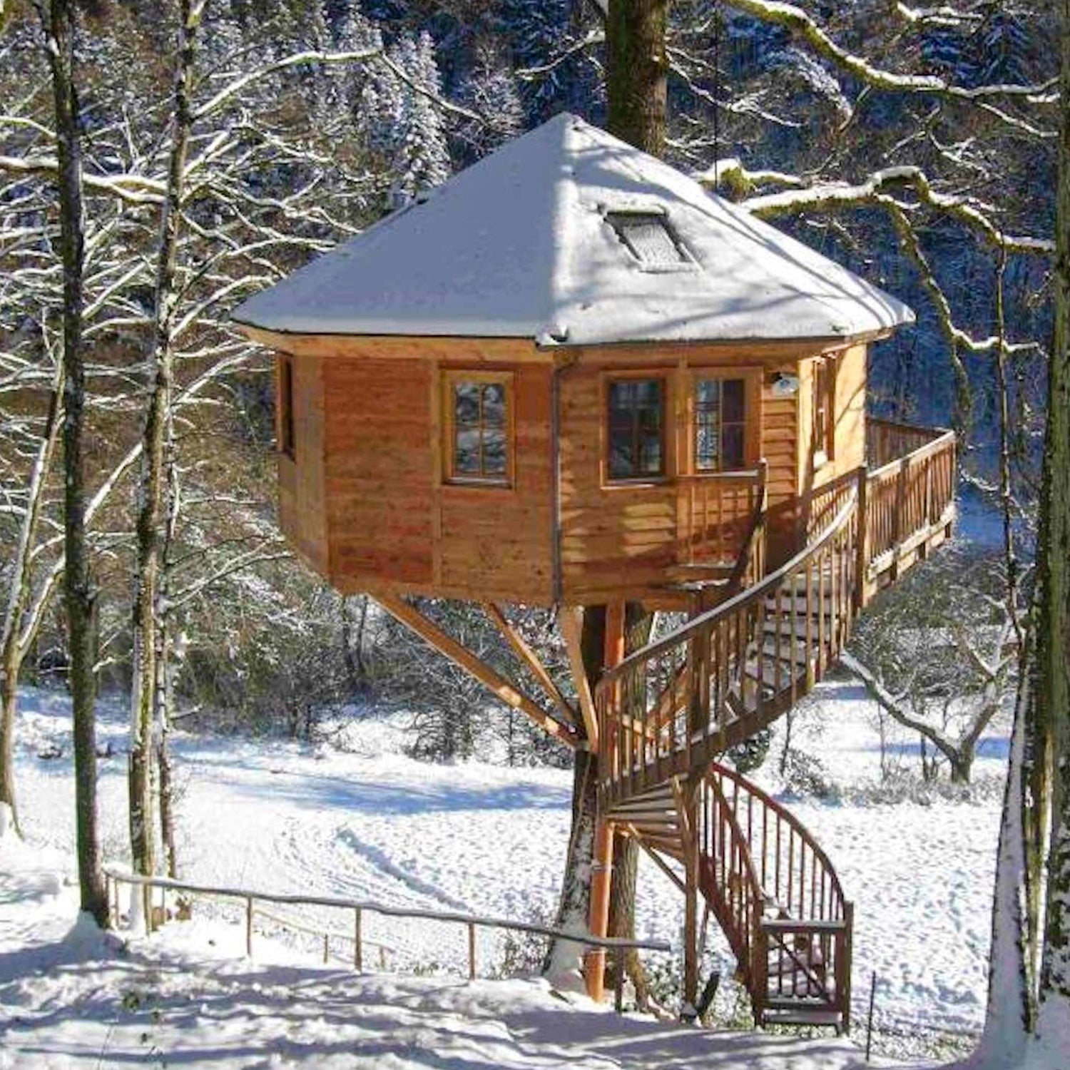 Luxury treehouse hotel for living with water and electricity costs (by baumbaron)